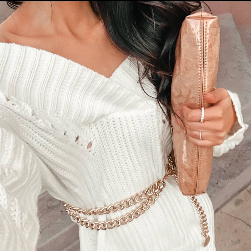 TOBI IVORY CHUNKY KNIT SWEATER DRESS